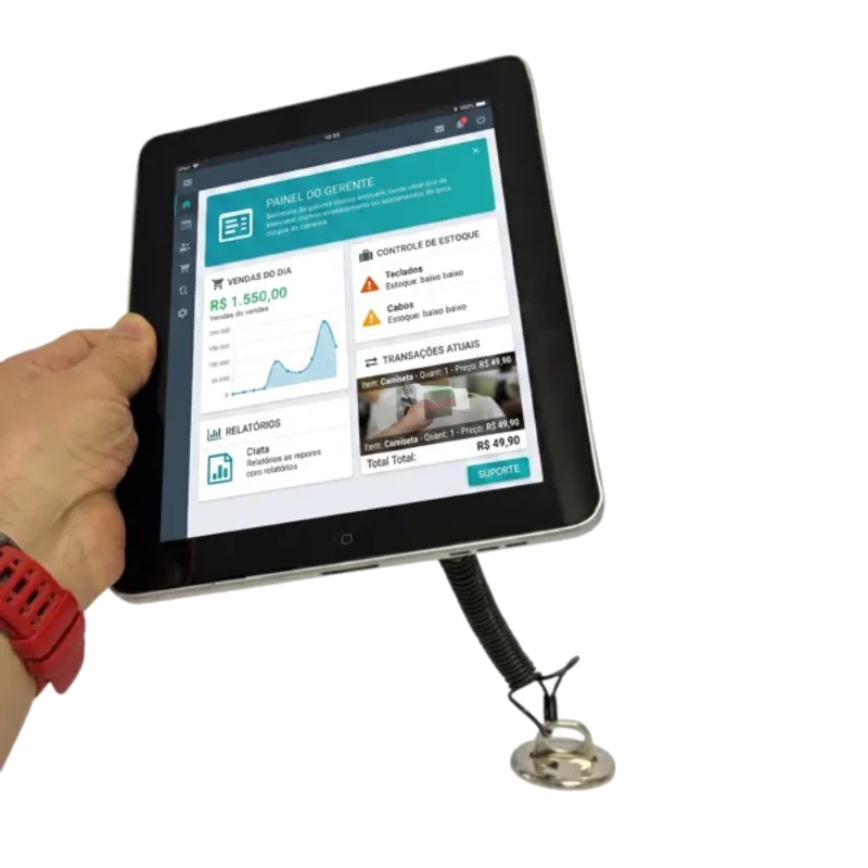 Cabo e trava antifurto para tablet e celular