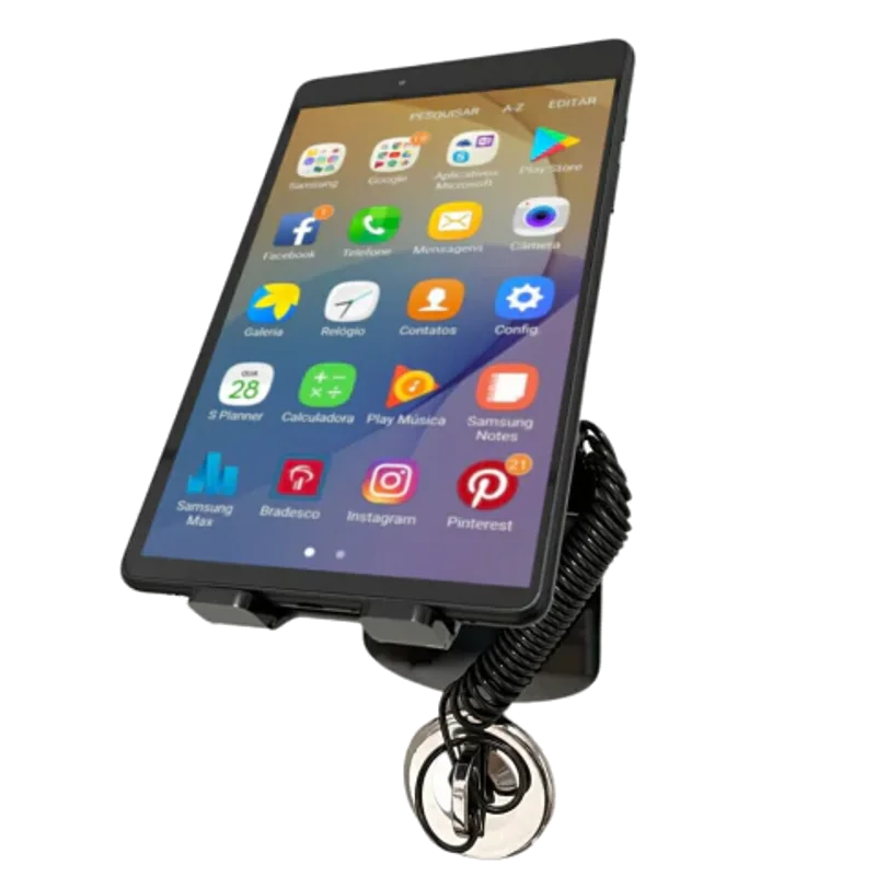 Suporte antifurto para tablet com cabo mola e chave